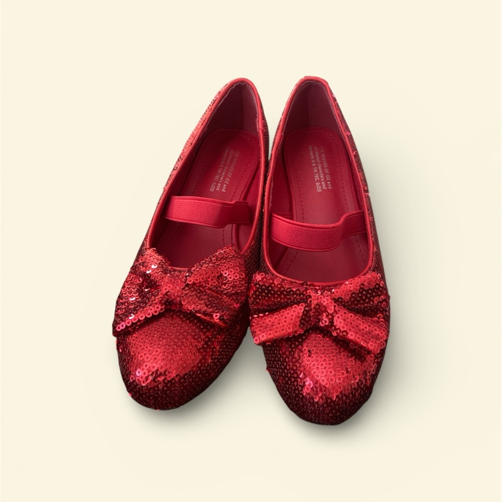 Red Sequin Flats with Bow